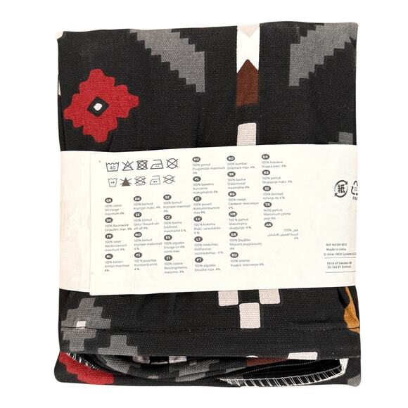 IKEA MOSSNYCKLAR Aztec Black & Gray Geometric Pattern Pillow Cover 20" x 20" - Picture 3 of 4